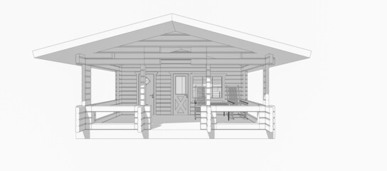 Tiny house cabin concept sketch design illustration