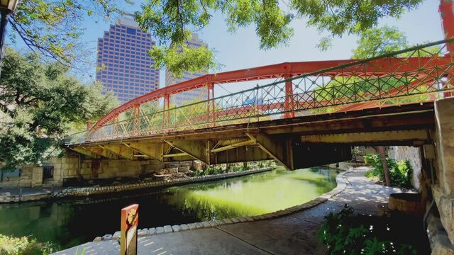 The Augusta Street Bridge in San Antonio that goes over the San Antonio River. The bridge has a beautiful multi-color paint system, something that is sadly rare in the United States, and is usually