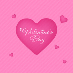 Obraz na płótnie Canvas valentine's Day Font With Glossy Hearts On Pink Stripe Pattern Background.
