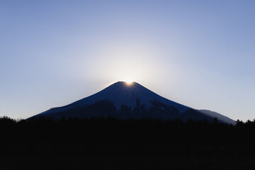 山梨県花の都公園からのダイヤモンド富士