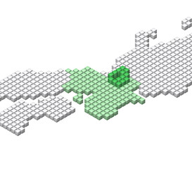Obraz premium キューブドットの3D日本地図 近畿 滋賀