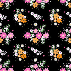 Fototapeta na wymiar Seamless pattern with hand drawn Flowers. Background for textile, wrapping paper, fashions, illustrations.
