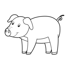 Obraz na płótnie Canvas Coloring book for kids, pig. Vector isolated on a white background.