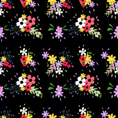 Seamless pattern with hand drawn Flowers. Background for textile, wrapping paper, fashions, illustrations.