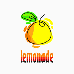 vector illustration of lemon. lemonade logo. icon fruit, yellow color with black line