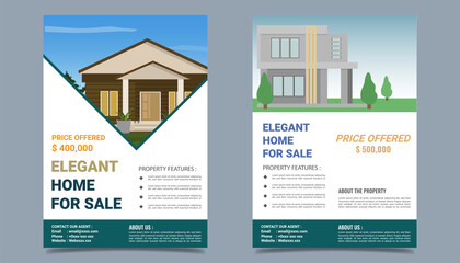 Real estate flyer brochure marketing template. home for sale promotion flyer template vector illustration. 