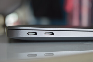 Modern laptop with type C charging port