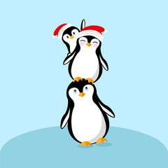 Christmas penguin vectorial drawing