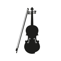 Violin with bow vector isolated on white background