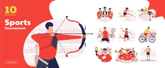 Illustration collection set of sports game tournament concept