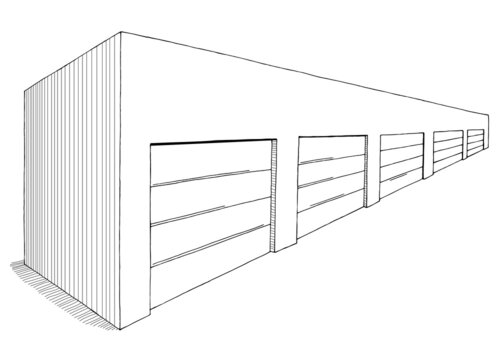 black and white garage perspective drawing clip art preview