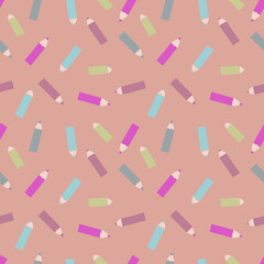 Colorful pencils hand drawn seamless pattern. Perfect for T-shirt, fabric, textile and print. Doodle illustration for decor and design.