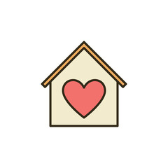 Heart inside House vector concept colored icon