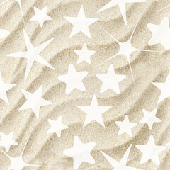 Abstract Stylish Stars On Wavy Realistic Sand Texture Seamless Pattern