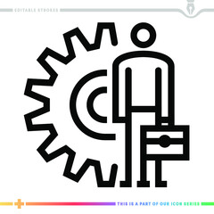 Line icon for repair personnel illustrations with editable strokes. This vector graphic has customizable stroke width.