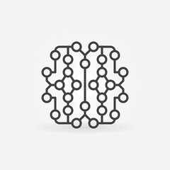 Human Brain Neural Connections vector thin line concept icon