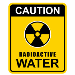 Obraz premium Caution, Radioactive Water, sticker vector