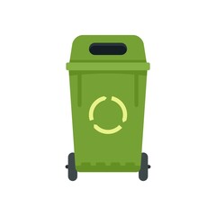 House garbage bin icon flat isolated vector