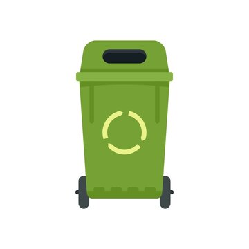 House garbage bin icon flat isolated vector