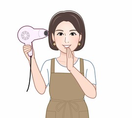 エプロンを着けてお母さん