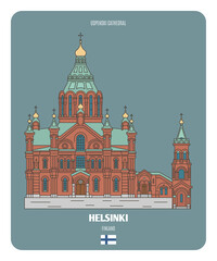 Obraz premium Uspenski Cathedral in Helsinki, Finland. Architectural symbols of European cities