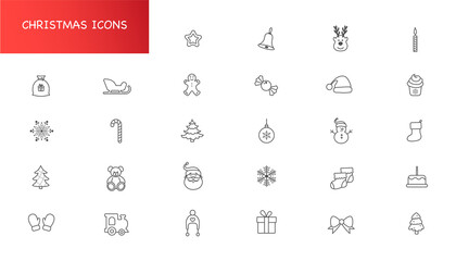 Christmas icons. New Year icons. Vector image.