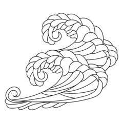 Hand drawing Ocean waves, Coloring pages. Vector illustration