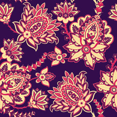 Fototapeta na wymiar Floral paisley seamless pattern. damask vector background