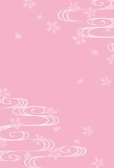 vector background with cherry blossoms and Japanese traditional pattern called Ryusui for banners, greeting cards, flyers, social media wallpapers, etc.