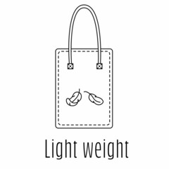 Light weight - concept for sustainable shopper bag, eco friendly fabric, clothing packaging. Vector stock illustration isolated on white background for design label set. 