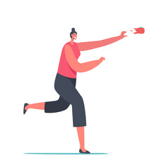 Tomato Holiday Entertainment. Spain Traditional Harvest La Tomatina Festival Celebration Concept, Happy Female Character