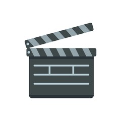 Fototapeta premium Film clapper icon flat isolated vector
