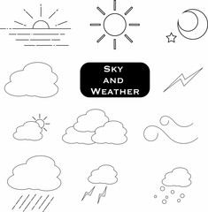 Sky and Weather black and white vector