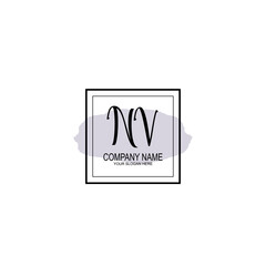 Letter NV minimalist wedding monogram vector