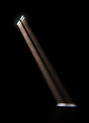 Mysterious room with rays of light, high contrast image. 3D Rendering, illustration