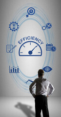 Efficiency concept watched by a businessman