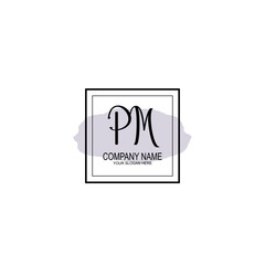 Letter PM minimalist wedding monogram vector