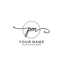 PM initial Signature logo template vector