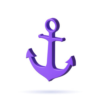 Anchor icon. 3d render illustration isolated on white background.