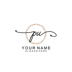 PU initial Signature logo template vector