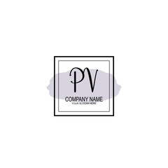 Letter PV minimalist wedding monogram vector
