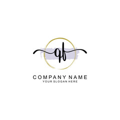 QF Initial handwriting logo with circle hand drawn template vector