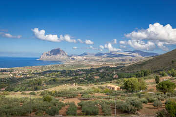 Fototapeta na wymiar Valderice, Trapani.Panorama verso Monte Cofano.