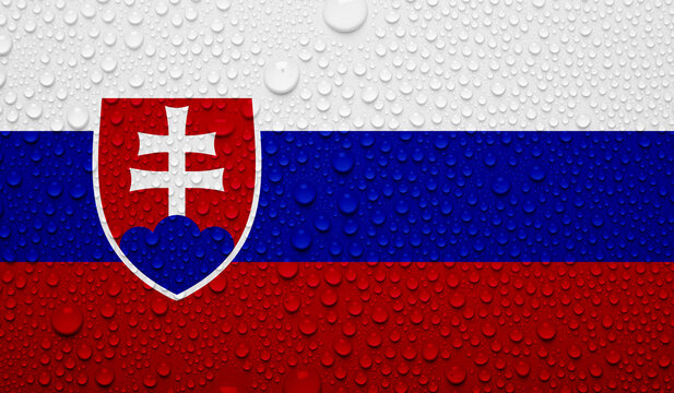 Slovakia flag on water texture. 3D image