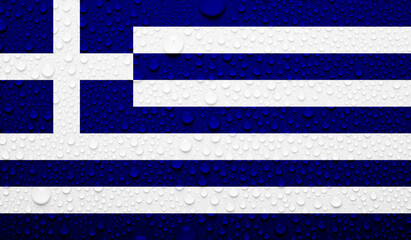Greece flag on water texture. 3D image