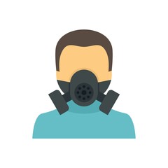 Man in gas mask icon flat isolated vector