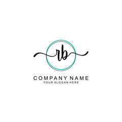 RB Initial handwriting logo with circle hand drawn template vector