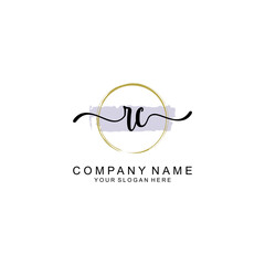 RC Initial handwriting logo with circle hand drawn template vector
