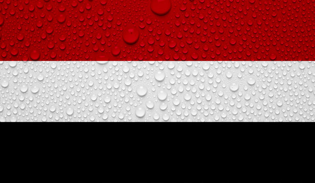 Yemen Flag On Water Texture. 3D Image