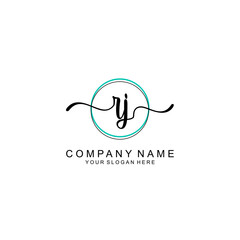 RJ Initial handwriting logo with circle hand drawn template vector